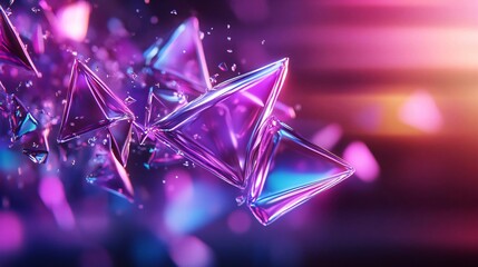 Poster - Vibrant abstract crystal shapes reflecting light, creating a dazzling interplay of colors and textures in a futuristic design.