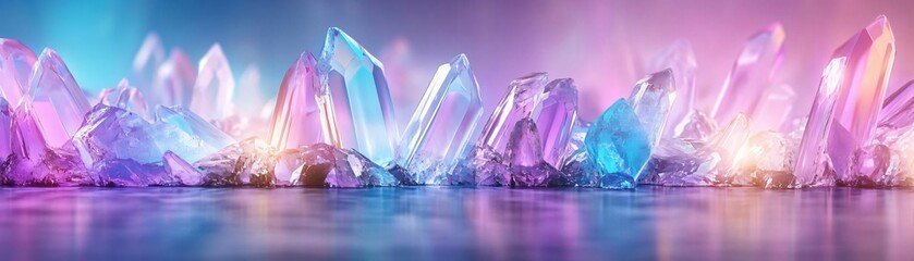 Poster - A stunning display of colorful crystals reflecting vibrant light, creating a mesmerizing visual effect and a sense of tranquility.