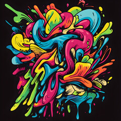 Wall Mural - Abstract graffiti art with vibrant colors
