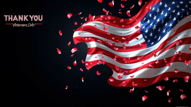 An image featuring the American flag partially visible with the phrase Thank You For Your Service as a tribute to military personnel