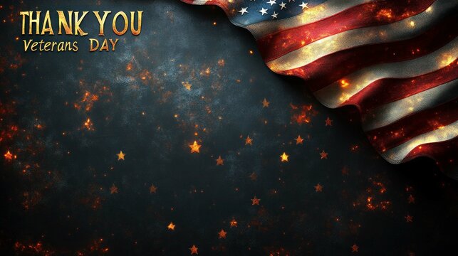 An image featuring the American flag partially visible with the phrase Thank You For Your Service as a tribute to military personnel