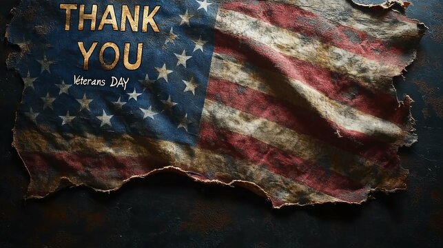 An image featuring the American flag partially visible with the phrase Thank You For Your Service as a tribute to military personnel
