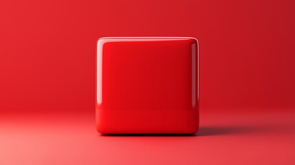 Leinwandbilder - A red box with a white border. The box is empty and has a shiny surface. The red color of the box contrasts with the red background, making it stand out