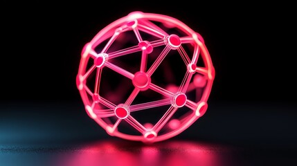 Poster - A red ball with a network of lines radiating from it. The ball is surrounded by a dark background