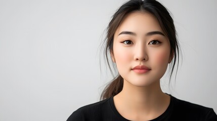 Sticker - Close-up Portrait of a Young Woman with Dark Hair and Brown Eyes