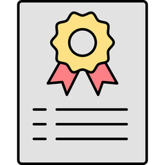 Wall Mural - Certificate vector icon in color outline style   