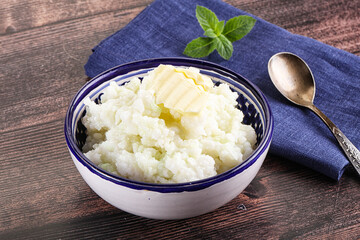 Homemade rice porridge with butter