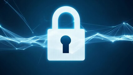 Poster - A glowing padlock icon symbolizes cybersecurity and data protection, highlighting the importance of online safety in todays digital age.