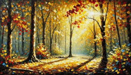 Wall Mural - Dreamlike Autumn Forest Glow