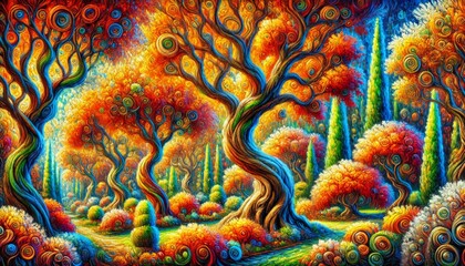 Wall Mural - Enchanted Autumn Forest Wonderland