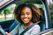 © shrinay - happy african american teenage woman driving a car