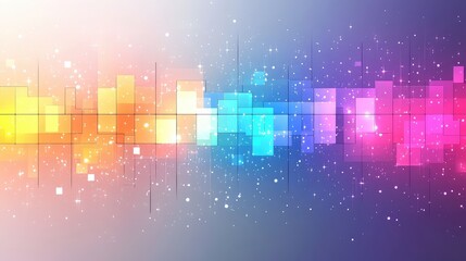 Poster - Vibrant Digital Grid with Glowing Lights - Abstract Background for Creative Projects and Modern Designs