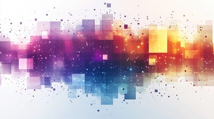 Poster - Vibrant Digital Grid with Glowing Lights - Abstract Background for Creative Projects and Modern Designs