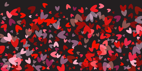 Wall Mural - Red, pink and white flying hearts isolated on transparent background.  Red and pink folded paper hearts isolated on white, Valentines Day vector background