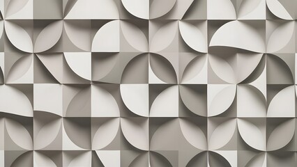 Poster - Rotated abstract modern minimal scattered white polygon geometrical quarter circle pattern background.