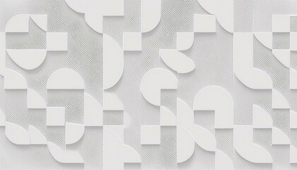 Poster - Rotated abstract modern minimal scattered white polygon geometrical quarter circle pattern background.