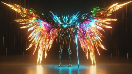 Sticker - Chromatic Angel: A Digital Vision of Otherworldly Power