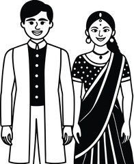 Wall Mural - a vector image of a couple dressed in traditional vector illustration