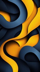 Poster - This design showcases an elegant arrangement of blue and yellow layers that undulate and intertwine, creating a visually captivating abstract pattern that enhances modern aesthetics