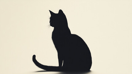 A sleek black cat silhouette with arched back and raised tail.