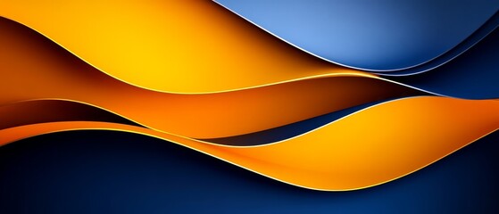 Poster - Curving waves of orange and blue intertwine, forming an energetic and harmonious abstract design that evokes movement and flow