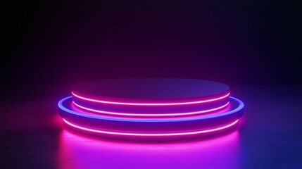 Poster - Modern Stage Design: A Circular Platform with Neon Lights