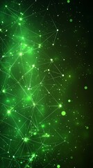 Poster - A vivid green background features interconnected lines and glowing dots, resembling a cosmic or digital network, evoking a feeling of vibrant energy