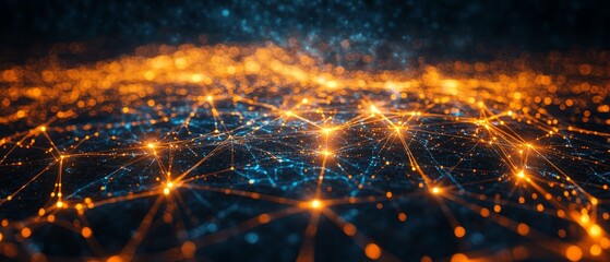 Poster - the image captures an intricate web of luminous points interconnected by lines, creating a visual re