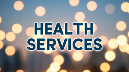 Wall Mural - Health Services lettering on blurred lights bokeh background