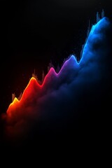 Poster - A vibrant display of sound waves in shades of orange, pink, and blue rises against a dark backdrop, illustrating a dynamic audio spectrum
