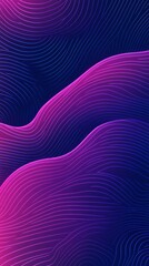 Poster - Curved lines in purple and pink hues ripple across a dark background, forming an abstract composition that evokes a sense of movement and tranquility
