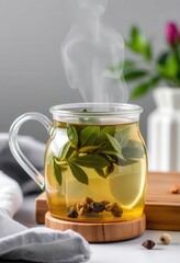 Wall Mural - green tea in a glass