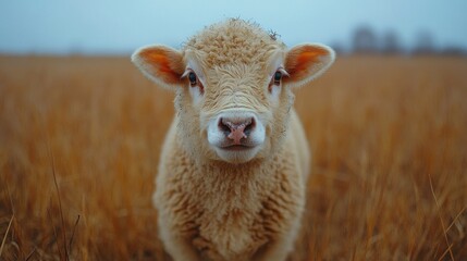 Canvas Print - A Sheep In A Golden Field