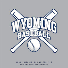 Wall Mural - Wyoming baseball college t-shirt design printable text effect vector	