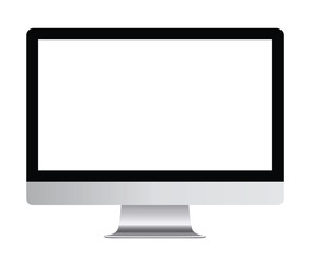 Computer monitor display with empty screen isolated on transparent background.