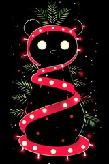 Wall Mural - Festive Bear Wrapped in Christmas Lights