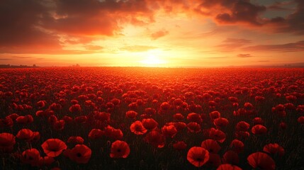 Wall Mural - Poppy Field Sunset