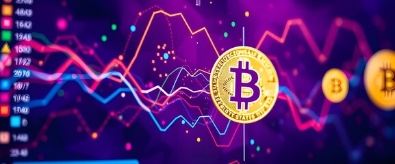 Poster - the screen’s vibrant colors and the detailed textures, screen displaying abstract cryptocurrencies.