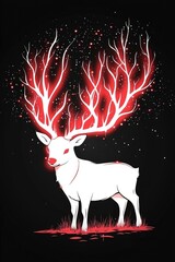 Sticker - Glowing Stag with Starry Antlers