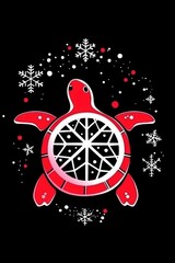 Canvas Print - Red Turtle With Snowflake Design