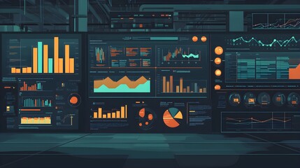 Poster - Futuristic Data Analytics Dashboard with Graphs and Charts