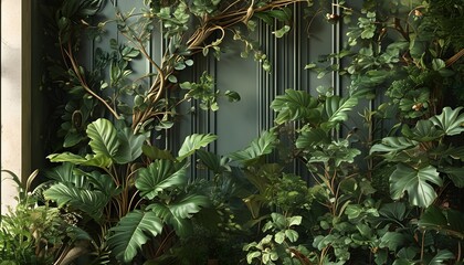 Elegantly detailed art deco design showcasing lush foliage and botanical elements, embodying natures beauty and vintage charm through innovative generative AI artistry