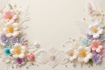 Wall Mural - background with white flowers