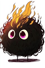 Poster - Cute Fluffy Fire Creature Illustration