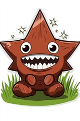 Sticker - Happy Star Monster Cartoon Illustration