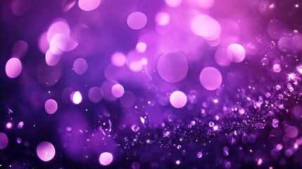 Wall Mural - purple sparkling lights create a festive background with violet bokeh.