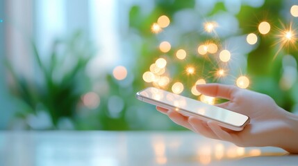 Poster - a close up shot of a digital assistant on a smartphone, highlighting the use of technology for strea