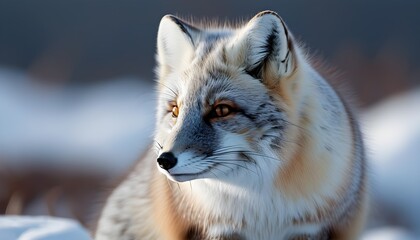 Wall Mural - Close-up portrait of a blue morph Arctic fox in a snowy winter landscape