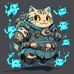 Sticker - Adventuring Cat with Magical Companions