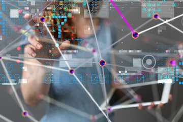 Aufkleber - Neural network 3D illustration. Big data and cybersecurity - 3d